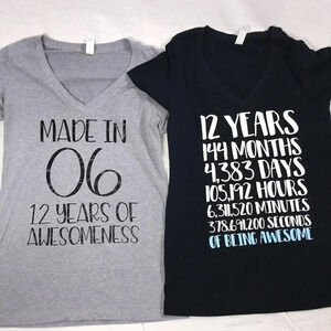 Juniors Made in 2006 Customized Graphic Tee Set of 2 Tops. Preloved